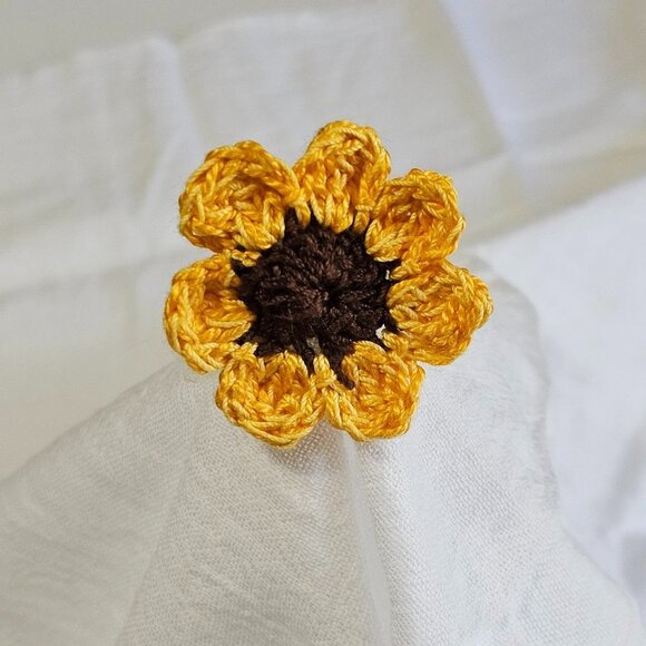 Hand Crafted Jewelry - Micro Crochet Sunflower Ring 🆕